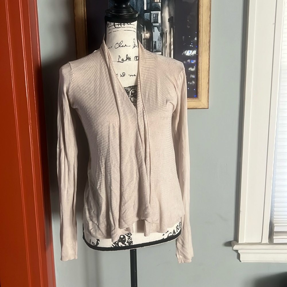 Express Beige Open-Front Lightweight Cardigan (M)